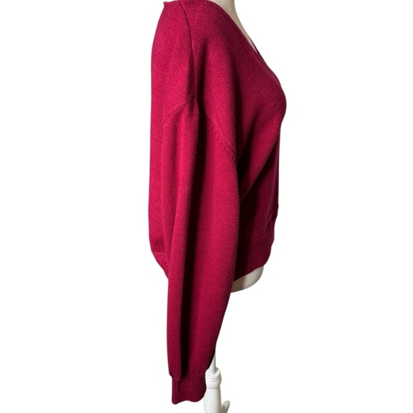 Joie Red V-Neck Sweater with Balloon Sleeves size XL - Picture 6 of 12